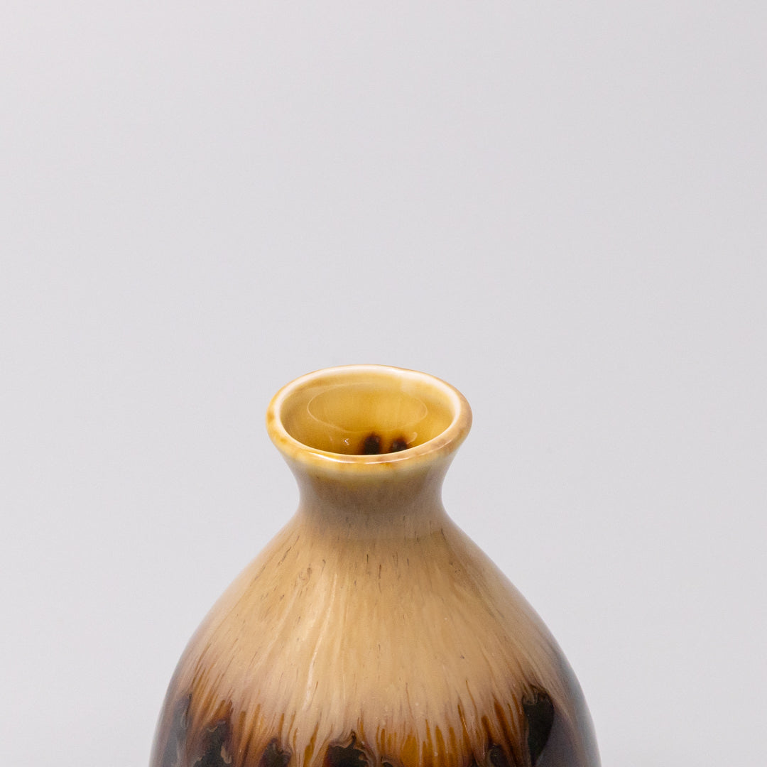 Sake Jug 180ml Black Gloss Sunflower Drip Glaze V637-C1609