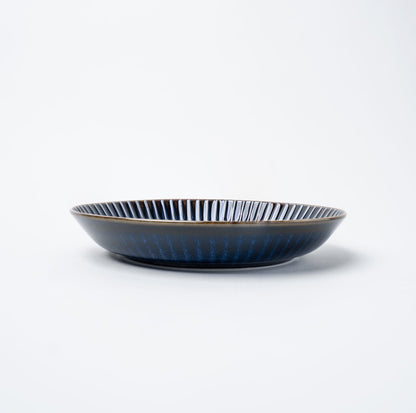 Plate High Rim 22.5cm Navy Sendan Glaze V637-C1639