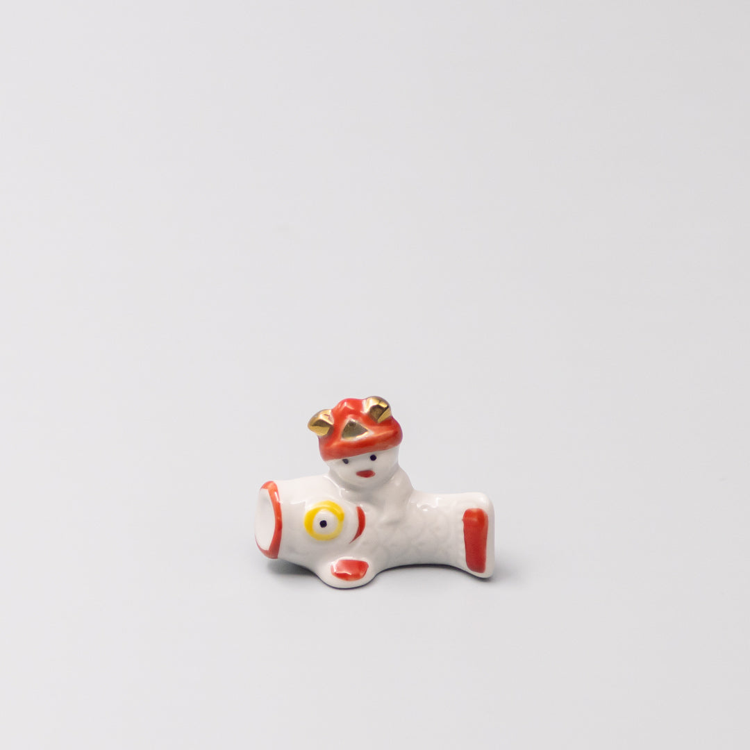 Chopstick Rest Red and White Fish Riding V637-C1703