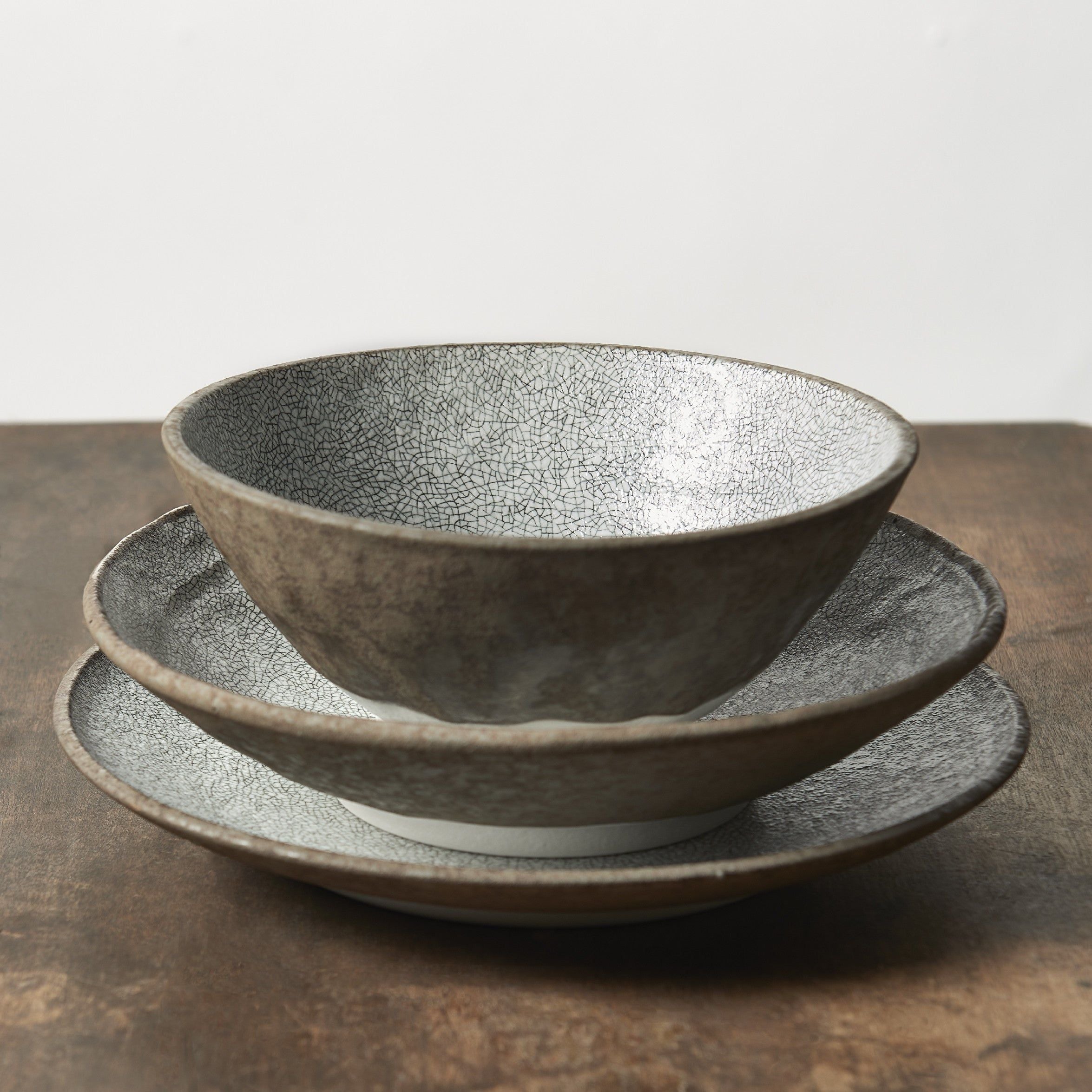 Udon Bowl 19.5cm Crazed Grey V637-C1918