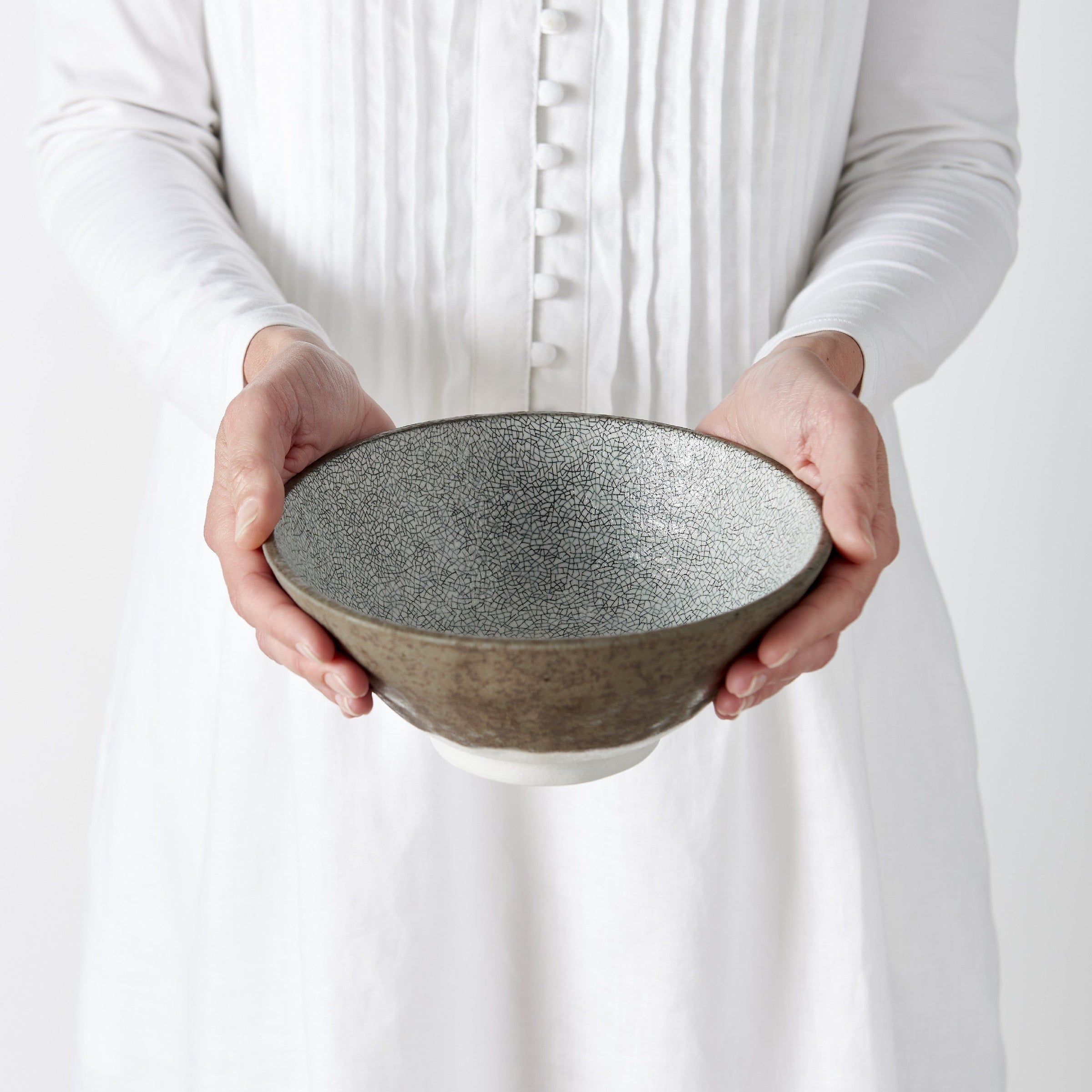Udon Bowl 19.5cm Crazed Grey V637-C1918