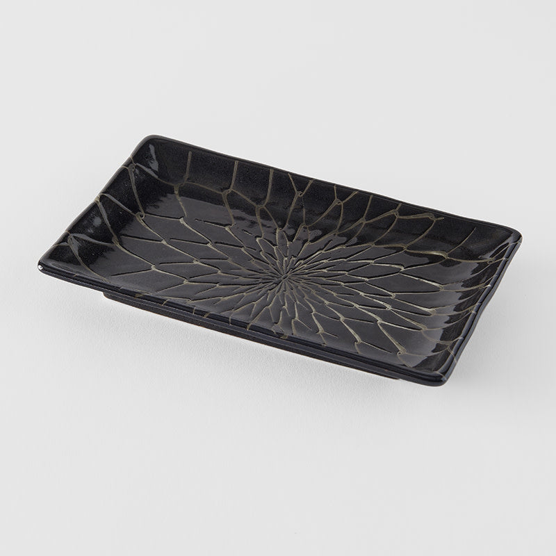 Sushi Plate 22cm Charcoal Net Design V637-C2142