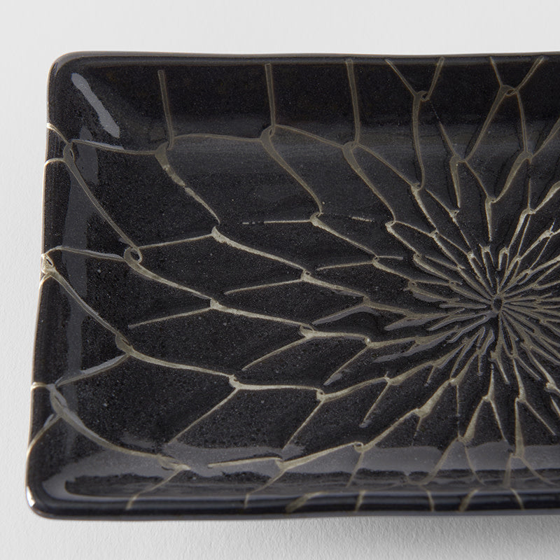 Sushi Plate 22cm Charcoal Net Design V637-C2142