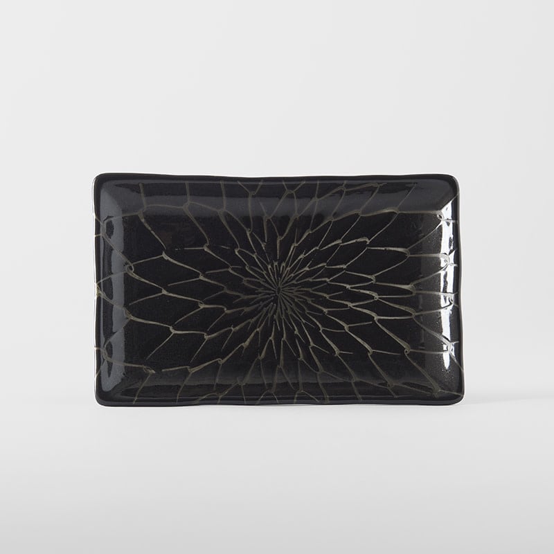 Sushi Plate 22cm Charcoal Net Design V637-C2142