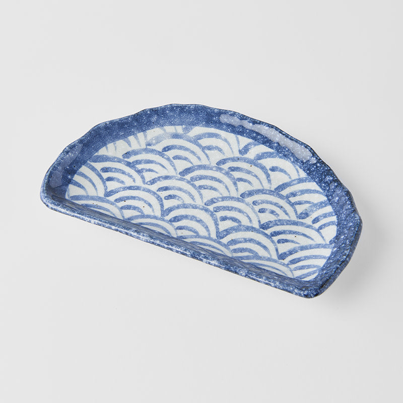 Plate Tempura 21cm Indigo Blue Wave Design V637-C2147
