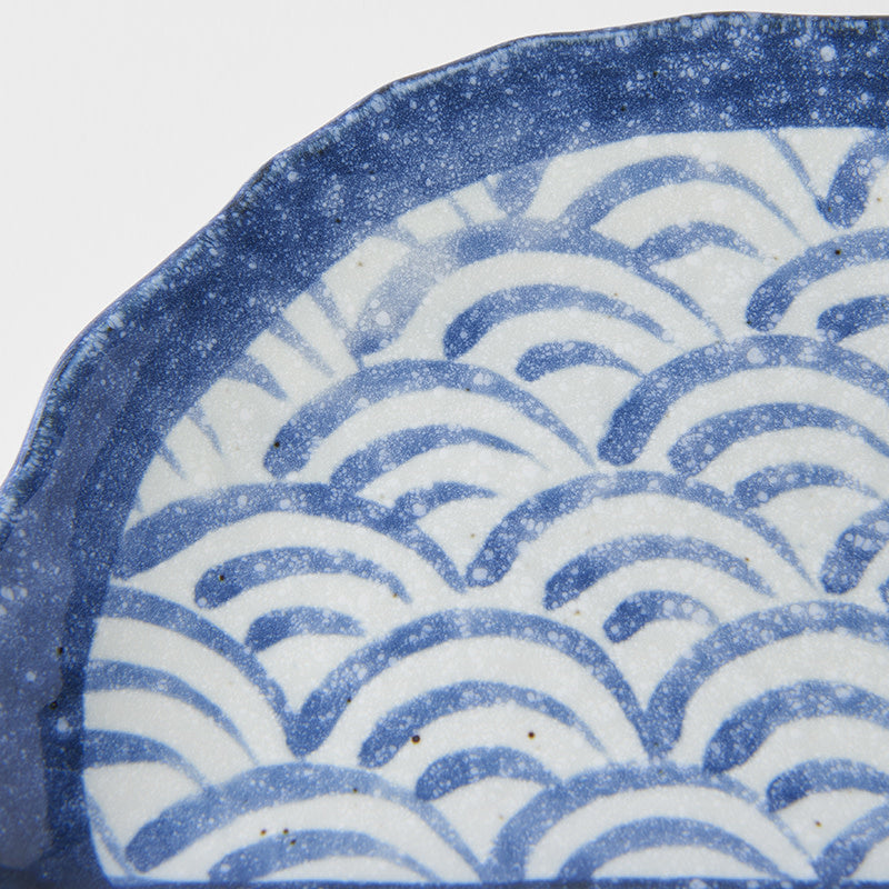 Plate Tempura 21cm Indigo Blue Wave Design V637-C2147