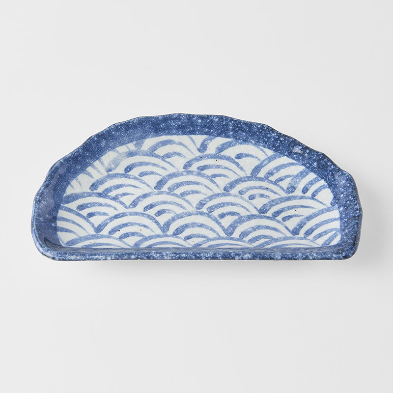Plate Tempura 21cm Indigo Blue Wave Design V637-C2147