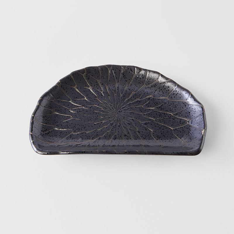 Plate D Shaped 21cm Charcoal Net Design V637-C2148