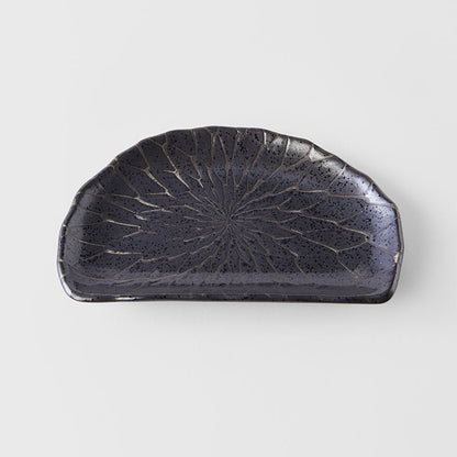 Plate D Shaped 21cm Charcoal Net Design V637-C2148
