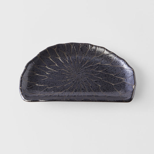 Plate D Shaped 21cm Charcoal Net Design V637-C2148