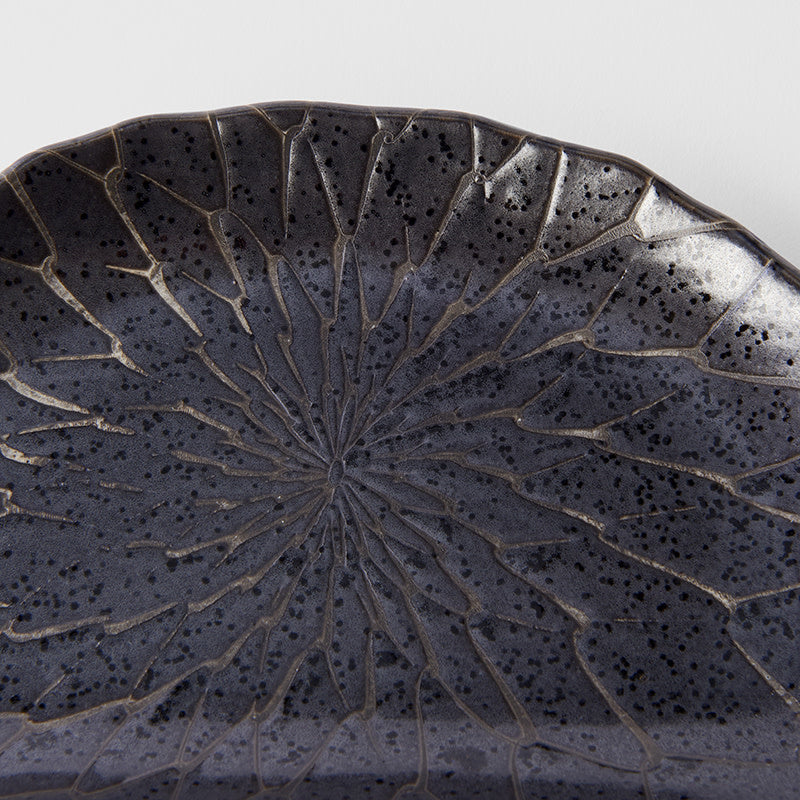 Plate D Shaped 21cm Charcoal Net Design V637-C2148