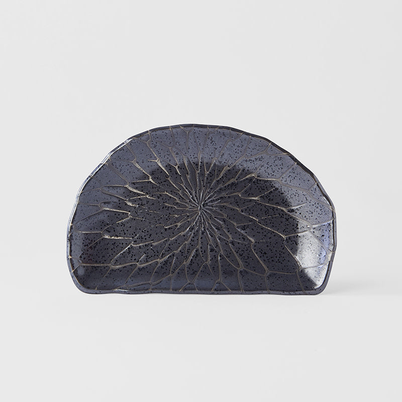 Plate D Shaped 21cm Charcoal Net Design V637-C2148