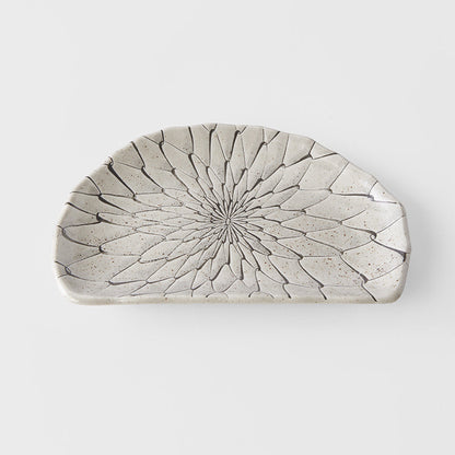 Plate D Shaped 21cm Grey Net Design V637-C2149
