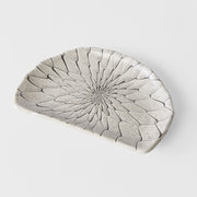 Plate D Shaped 21cm Grey Net Design V637-C2149