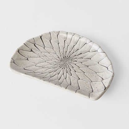 Plate D Shaped 21cm Grey Net Design V637-C2149
