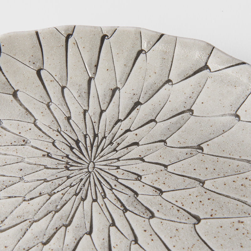 Plate D Shaped 21cm Grey Net Design V637-C2149