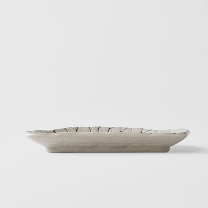 Plate D Shaped 21cm Grey Net Design V637-C2149
