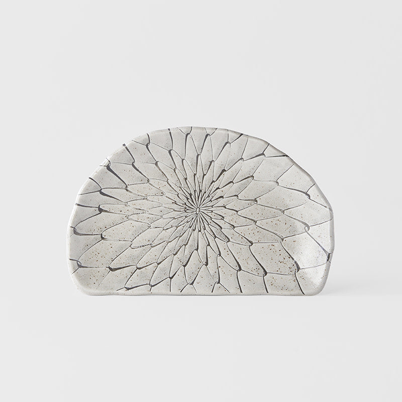 Plate D Shaped 21cm Grey Net Design V637-C2149
