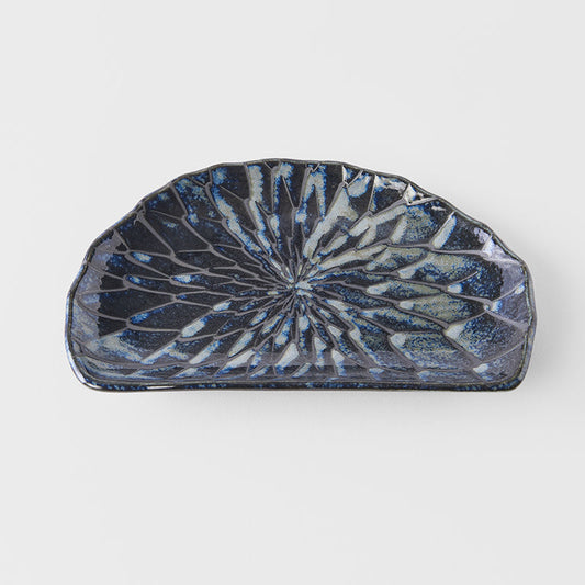 Plate D Shaped 21cm Indigo Blue Design V637-C2151