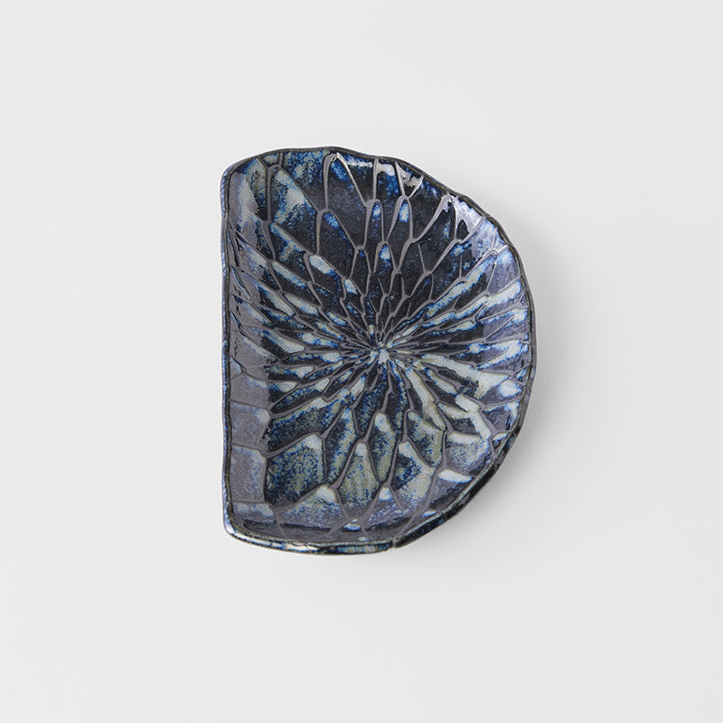 Plate D Shaped 21cm Indigo Blue Design V637-C2151