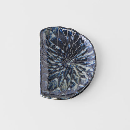 Plate D Shaped 21cm Indigo Blue Design V637-C2151