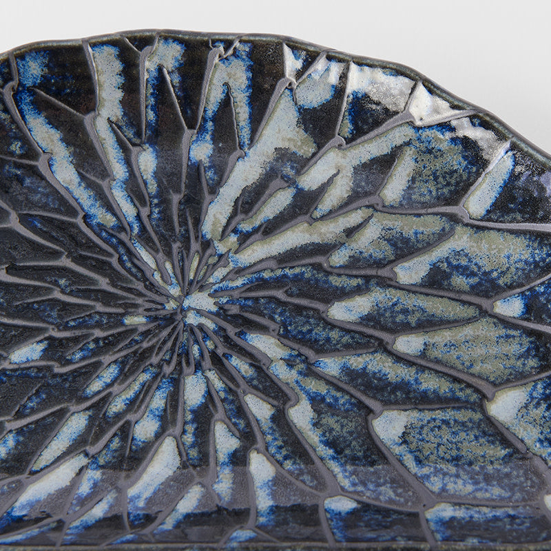 Plate D Shaped 21cm Indigo Blue Design V637-C2151