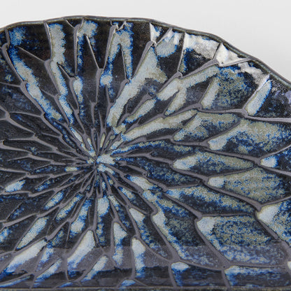 Plate D Shaped 21cm Indigo Blue Design V637-C2151