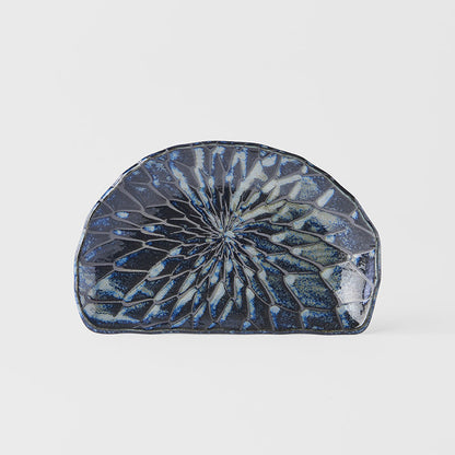 Plate D Shaped 21cm Indigo Blue Design V637-C2151