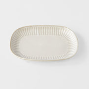 Plate Oval 19cm Ridged Alabaster Glaze V637-C2281