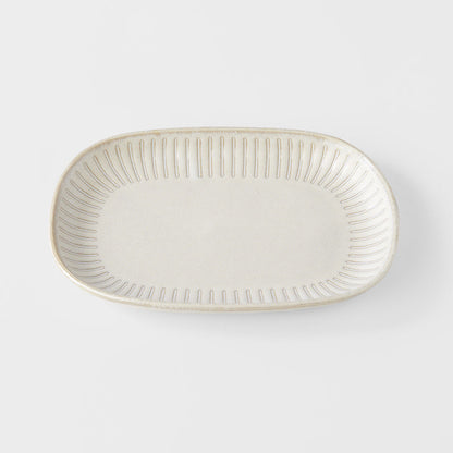 Plate Oval 19cm Ridged Alabaster Glaze V637-C2281