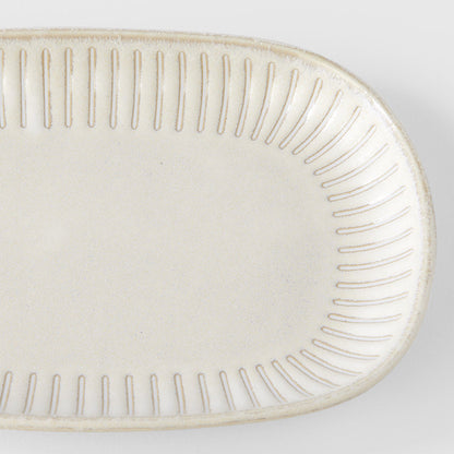 Plate Oval 19cm Ridged Alabaster Glaze V637-C2281