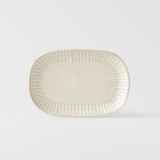 Plate Oval 19cm Ridged Alabaster Glaze V637-C2281