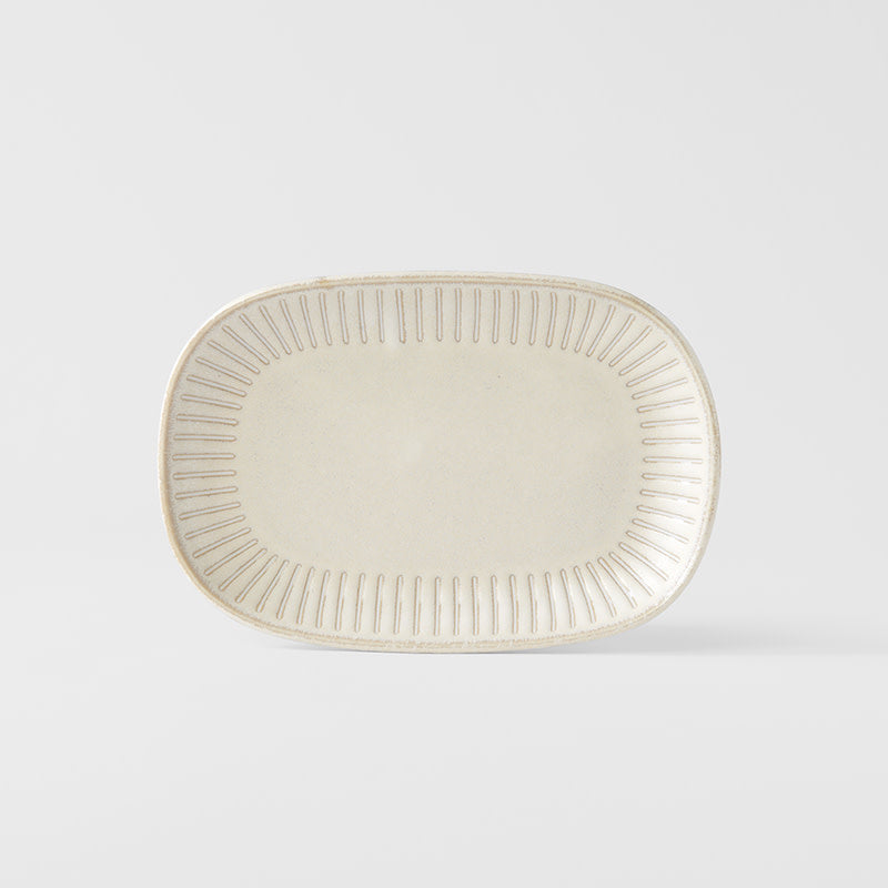 Plate Oval 19cm Ridged Alabaster Glaze V637-C2281