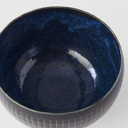 Rice Bowl 13.3cm Ridged Indigo Blue Glaze V637-C2290