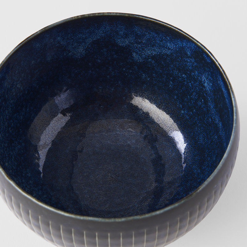 Rice Bowl 13.3cm Ridged Indigo Blue Glaze V637-C2290