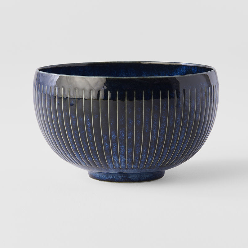 Rice Bowl 13.3cm Ridged Indigo Blue Glaze V637-C2290