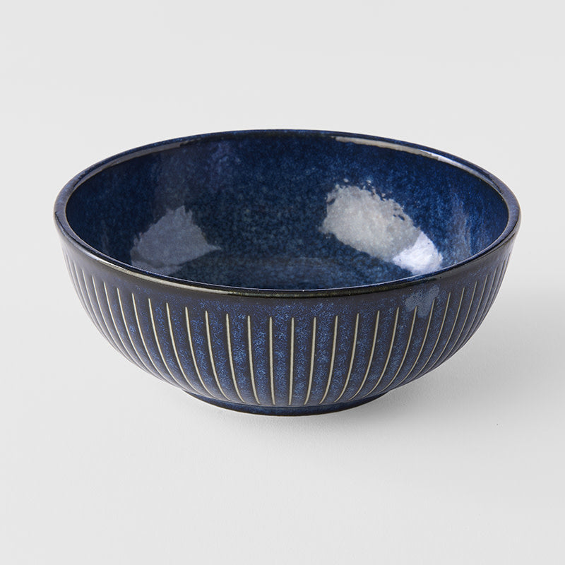 Pasta Bowl 16cm Ridged Indigo Blue Glaze V637-C2292