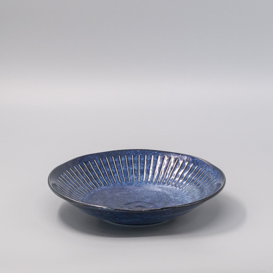 Bowl 25cm Ridged Indigo Glaze V637-C2296