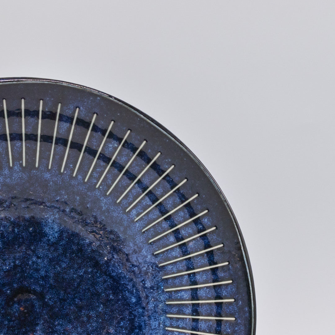 Bowl 25cm Ridged Indigo Glaze V637-C2296