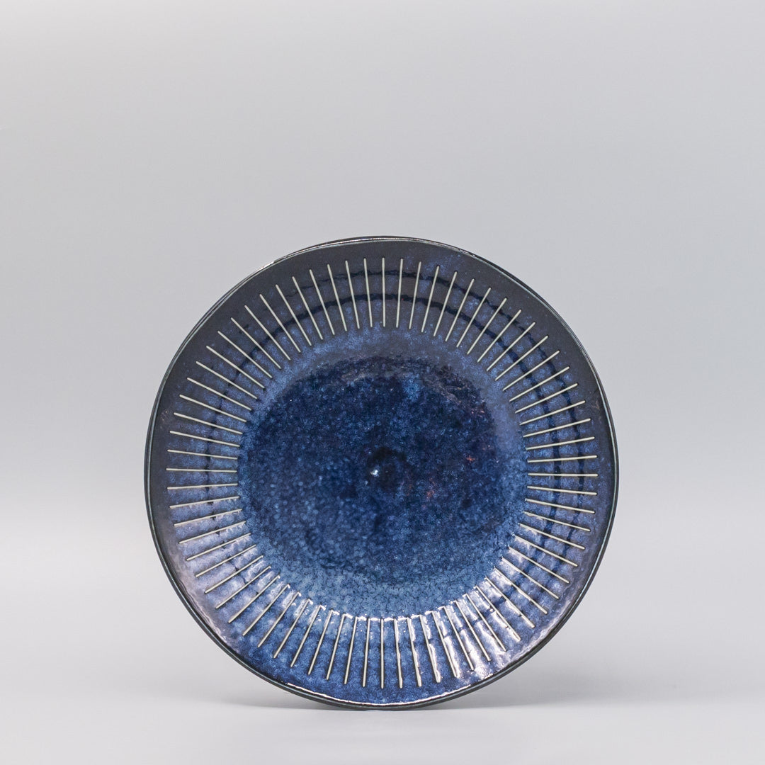 Bowl 25cm Ridged Indigo Glaze V637-C2296