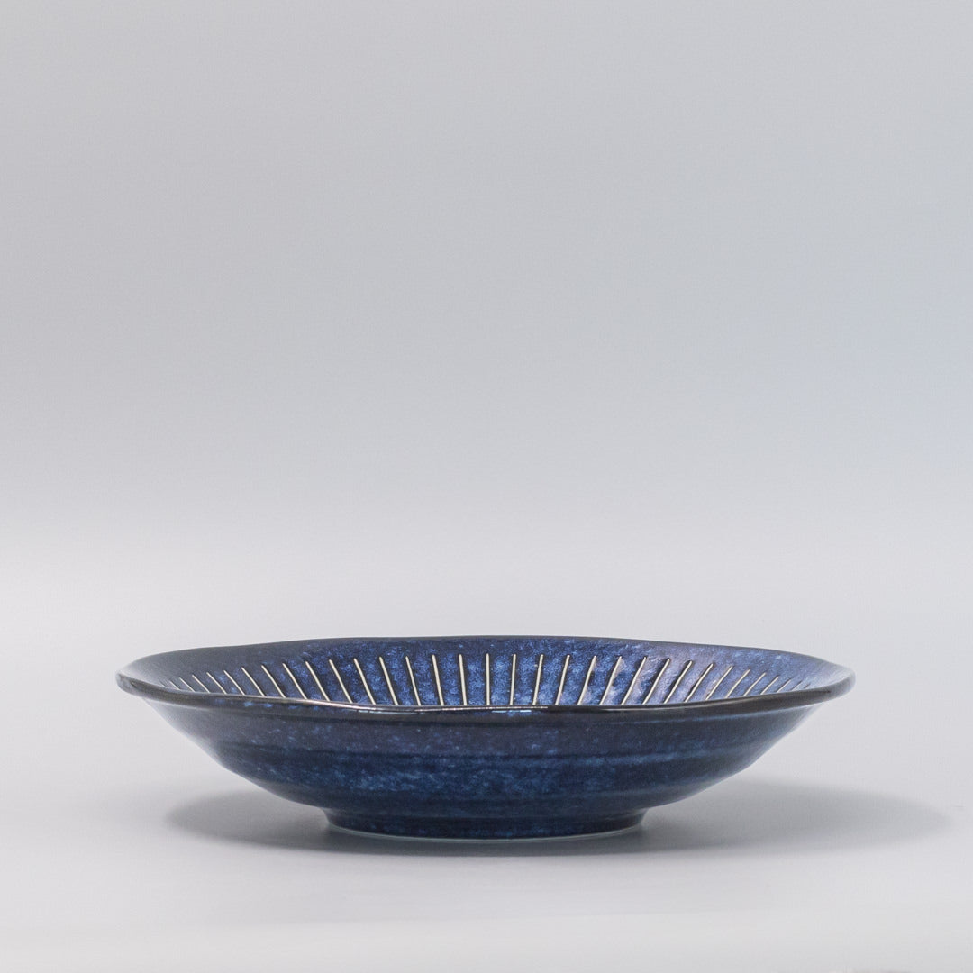 Bowl 25cm Ridged Indigo Glaze V637-C2296