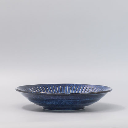 Bowl 25cm Ridged Indigo Glaze V637-C2296