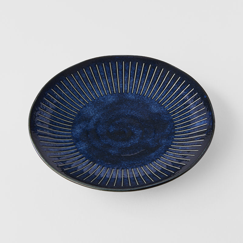 Dinner Plate 23cm Ridged Indigo Blue Glaze V637-C2297