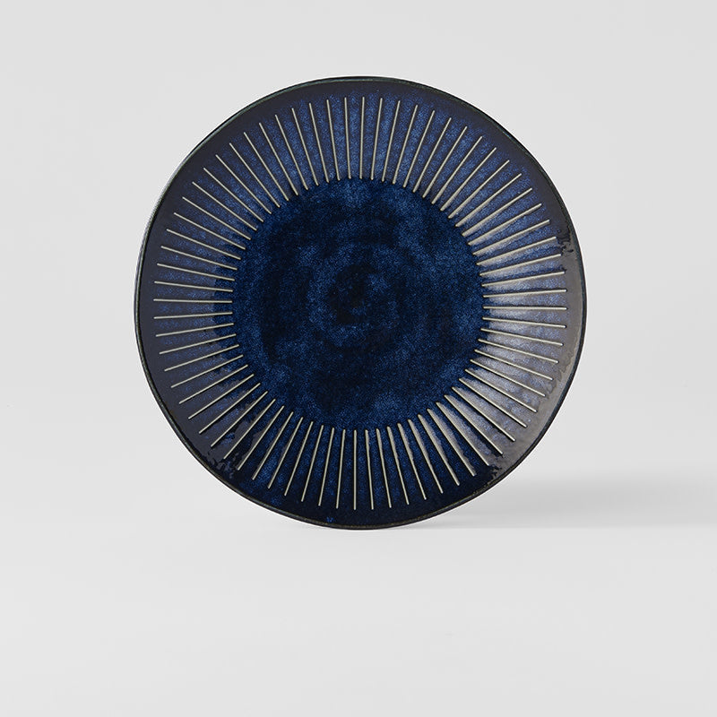 Dinner Plate 23cm Ridged Indigo Blue Glaze V637-C2297