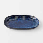 Plate Oval 19cm Ridged Indigo Glaze V637-C2300