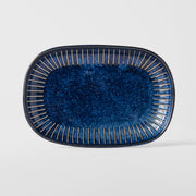 Plate Oval 19cm Ridged Indigo Glaze V637-C2300