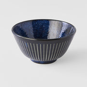 Rice Bowl Fluted 12cm Ridged Indigo Blue Glaze V637-C2301