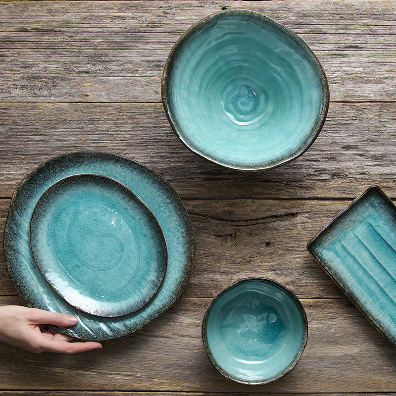 Serving Platter 42cm Sky Blue Glaze V637-C2336