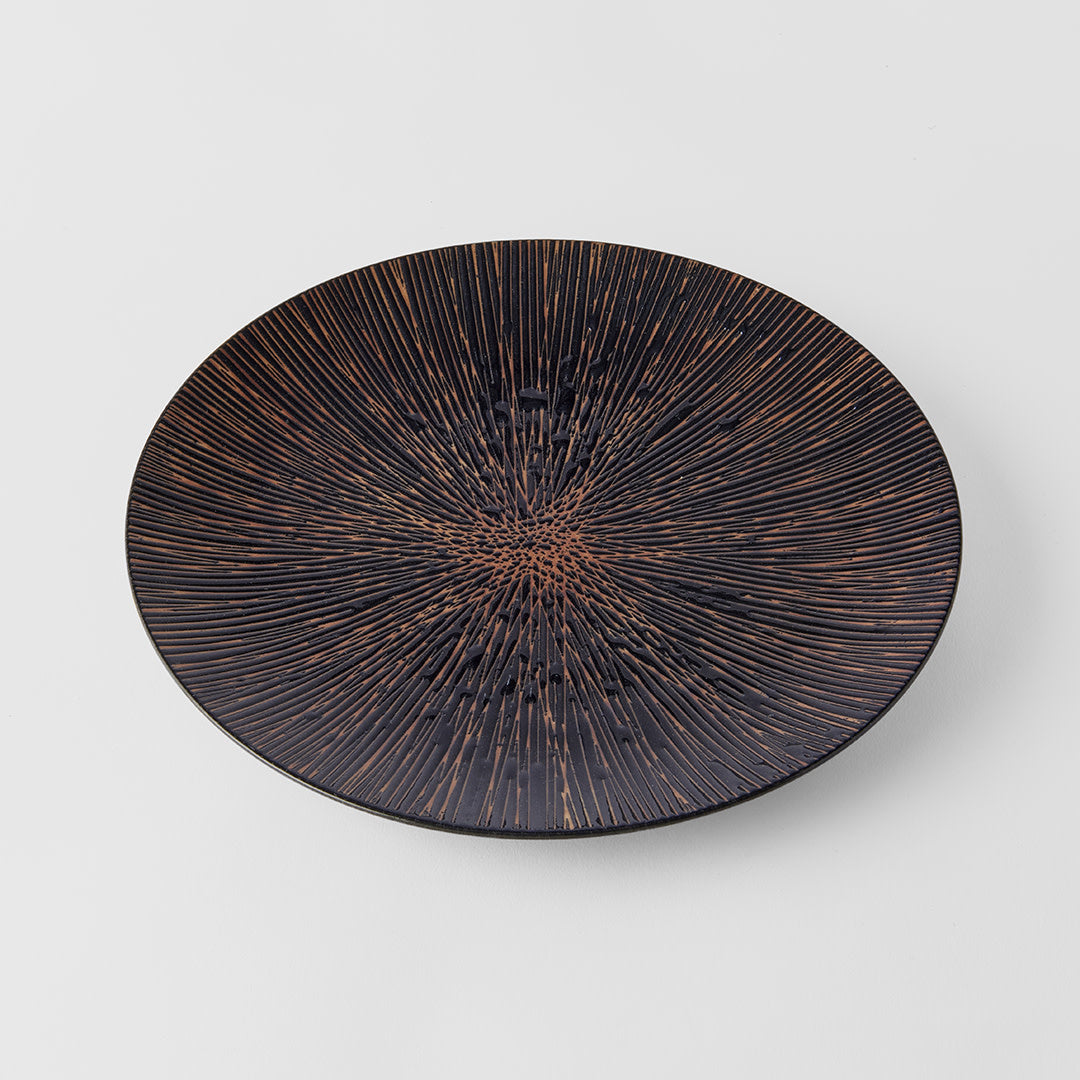 Plate 28cm Bronze Converging Line Glaze V637-C2457