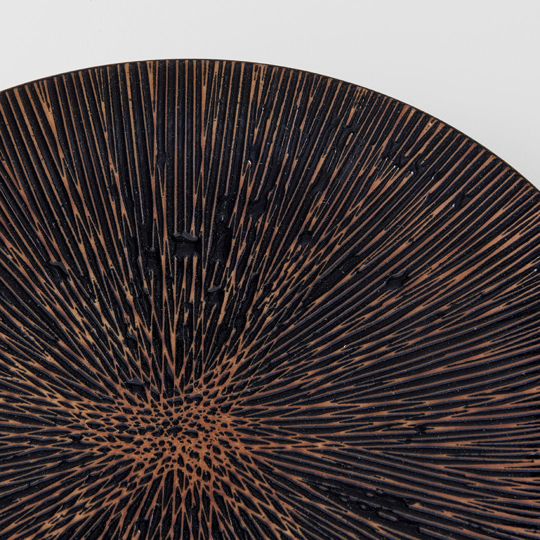 Plate 28cm Bronze Converging Line Glaze V637-C2457